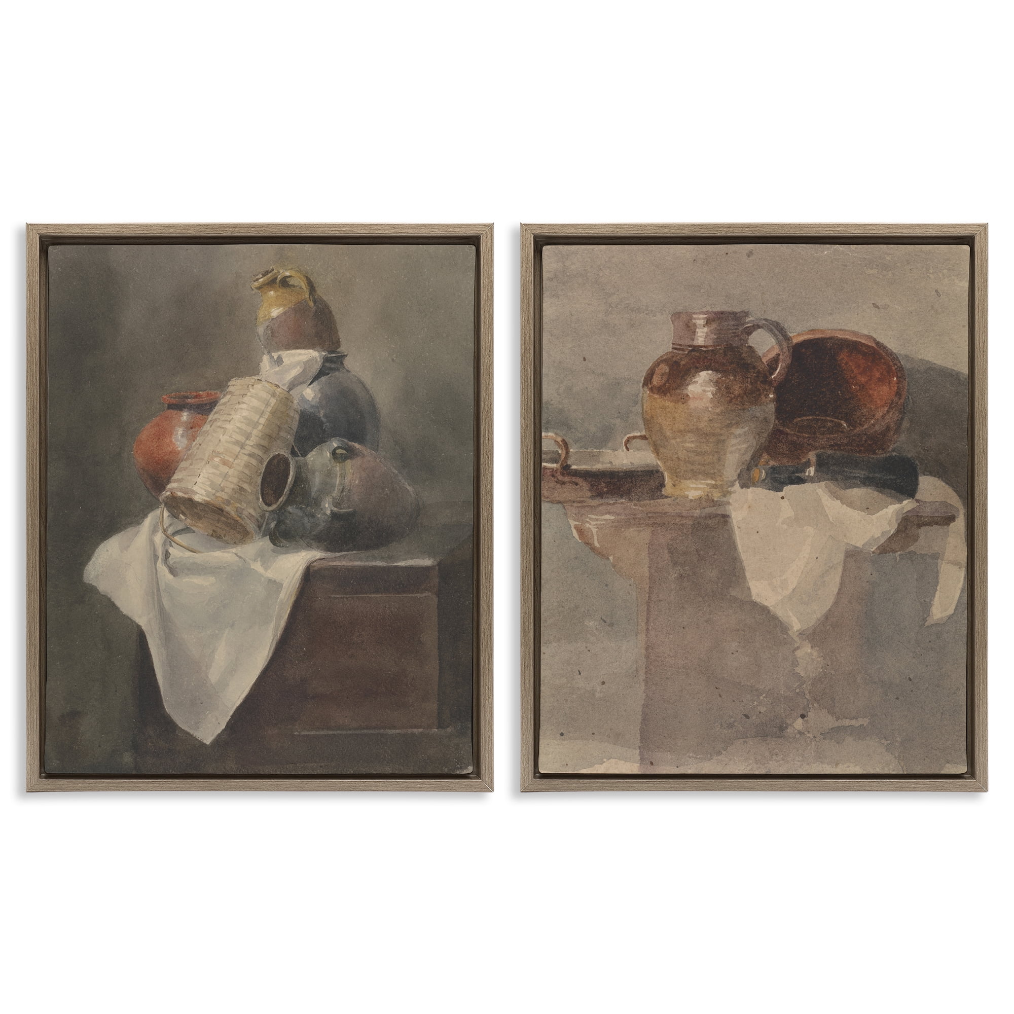 Stupell Industries Vintage Sundries Still Lifes Food & Beverage Painting Brown Floater Framed Canvas Art Print Wall Art, 31 x 25, Set of 2