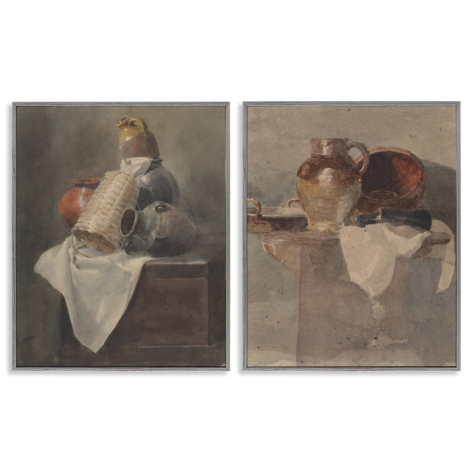 Stupell Industries Vintage Sundries Still Lifes Food & Beverage Painting Gray Framed Art Print Wall Art, 24 x 30, Set of 2