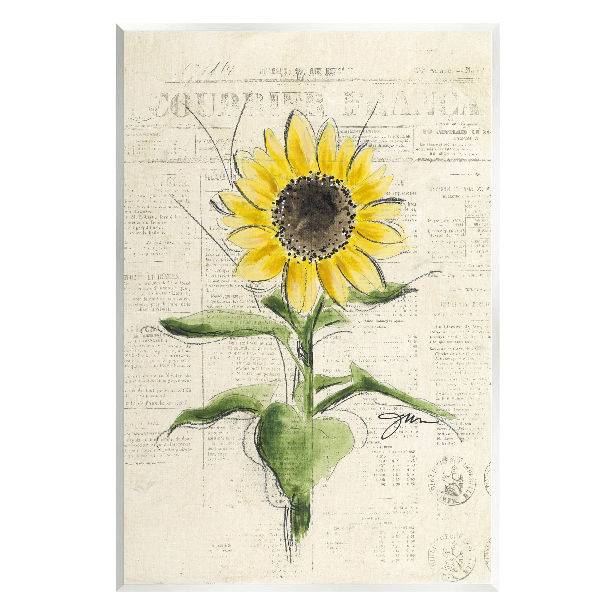 Stupell Industries Vintage Sunflower Painting Botanical & Floral Painting Unframed Art Print Wall Art, 13 x 19