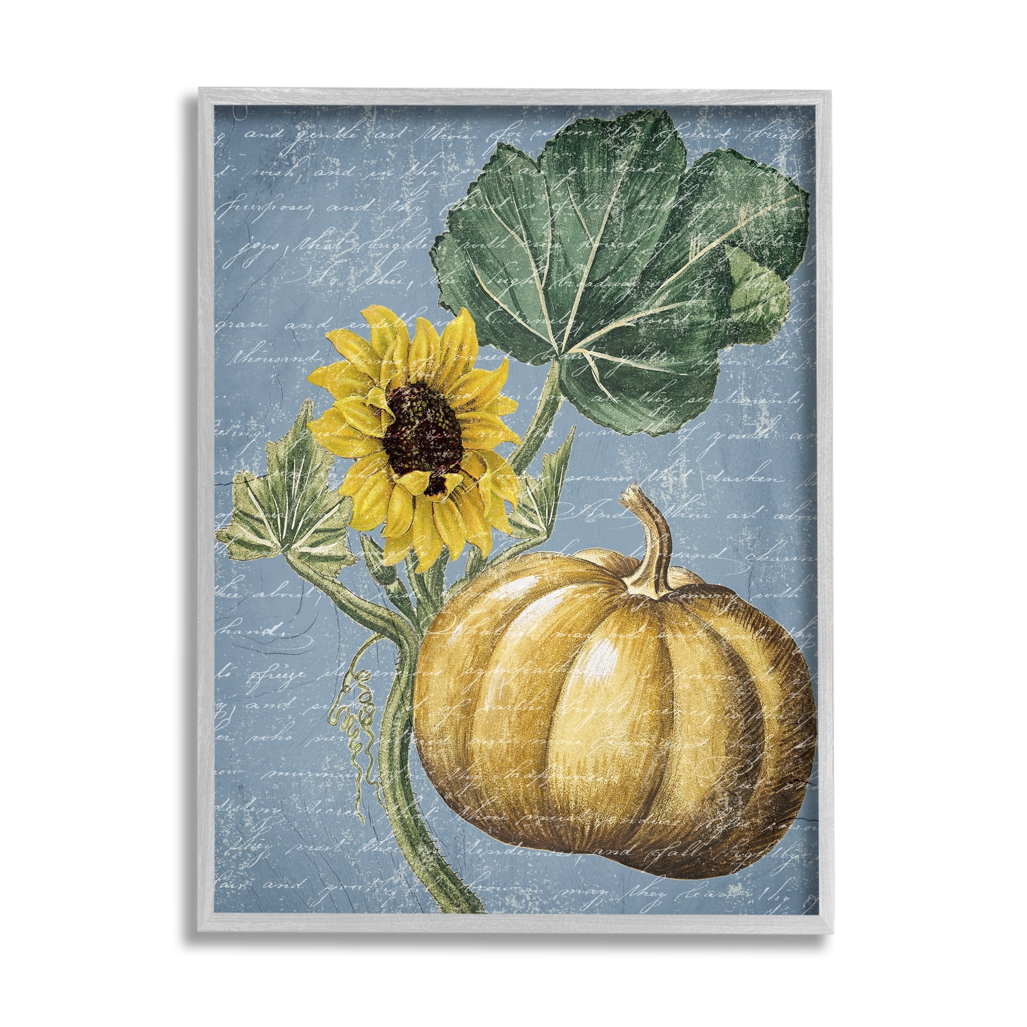 Stupell Industries Vintage Sunflower Stalk Farm Pumpkin Antique Script, 11 x 14,Design by Daphne Polselli
