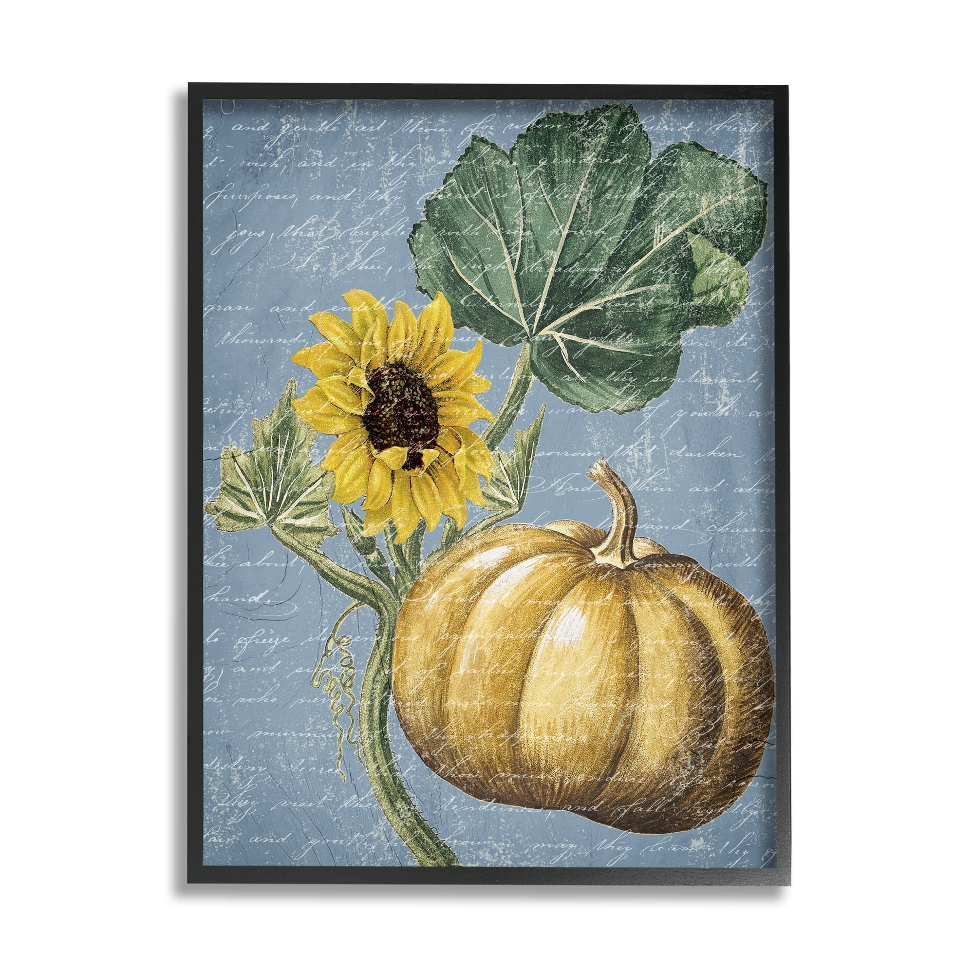 Stupell Industries Vintage Sunflower Stalk Farm Pumpkin Antique Script, 11 x 14,Design by Daphne Polselli