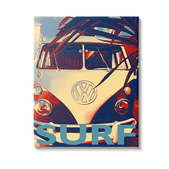 Stupell Industries Vintage Surf Van Transportation Painting Gallery Wrapped Canvas Art Print Wall Art, 24 x 30