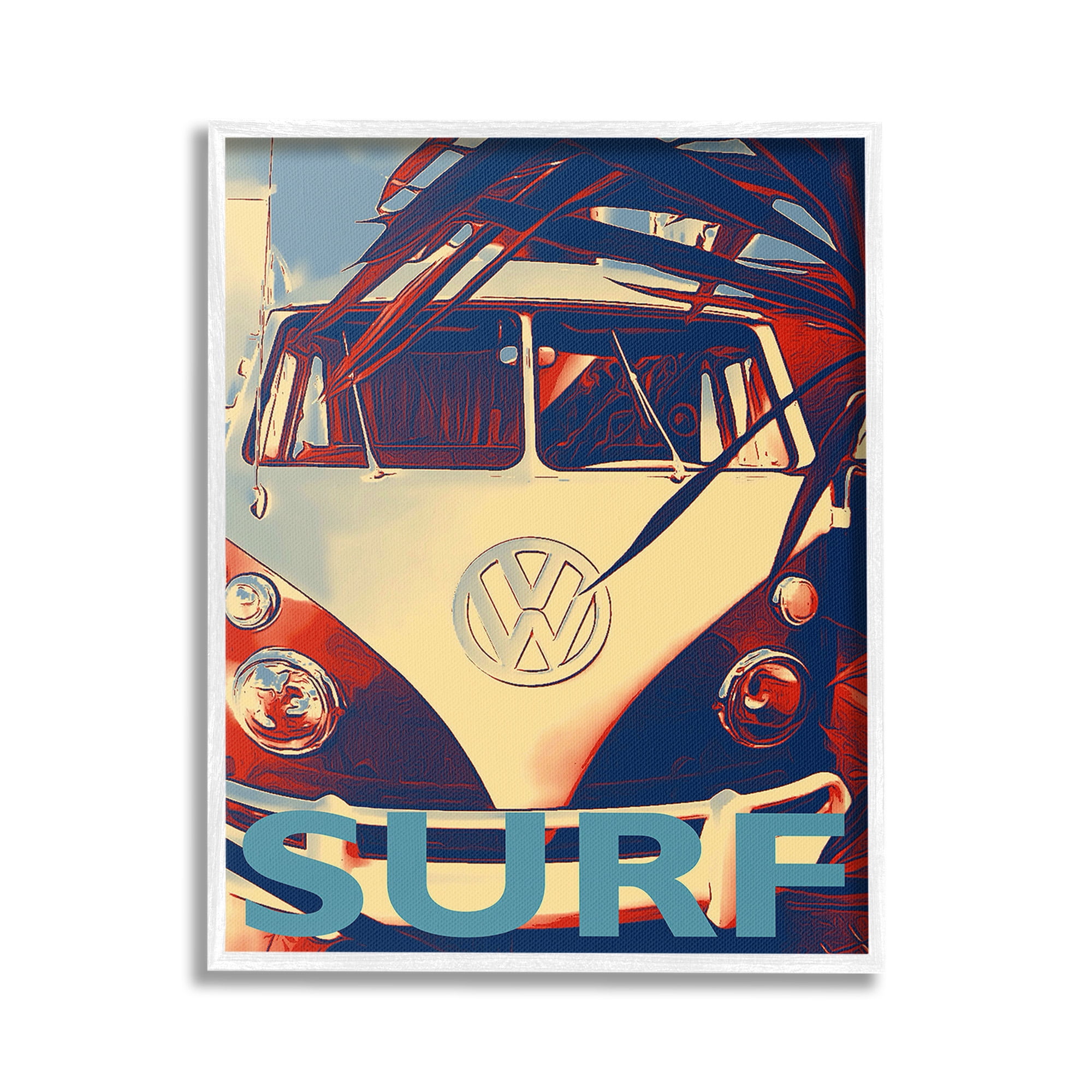 Stupell Industries Vintage Surf Van Transportation Painting White Framed Art Print Wall Art, 24 x 30