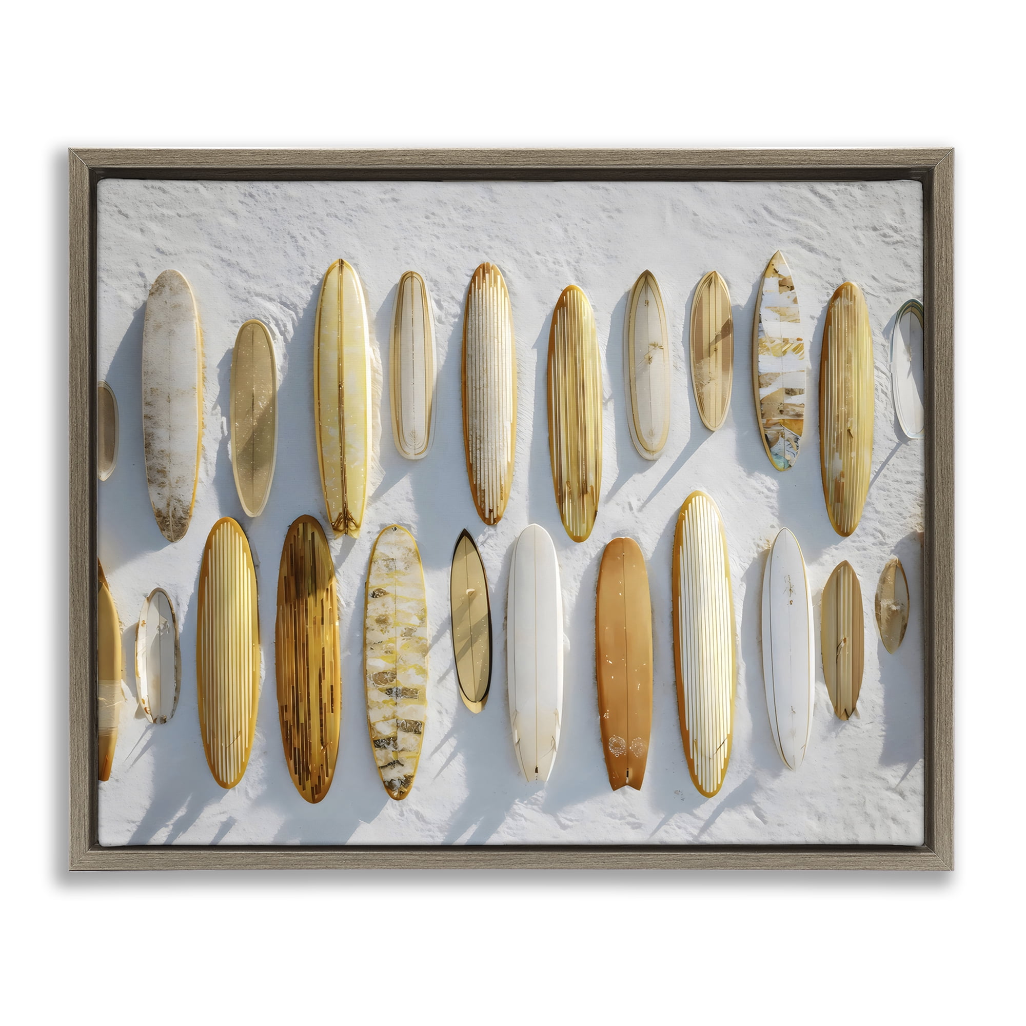 Stupell Industries Vintage Surfboard Collection Brown Framed Floater Canvas Wall Art, design by Franklyn Gregory