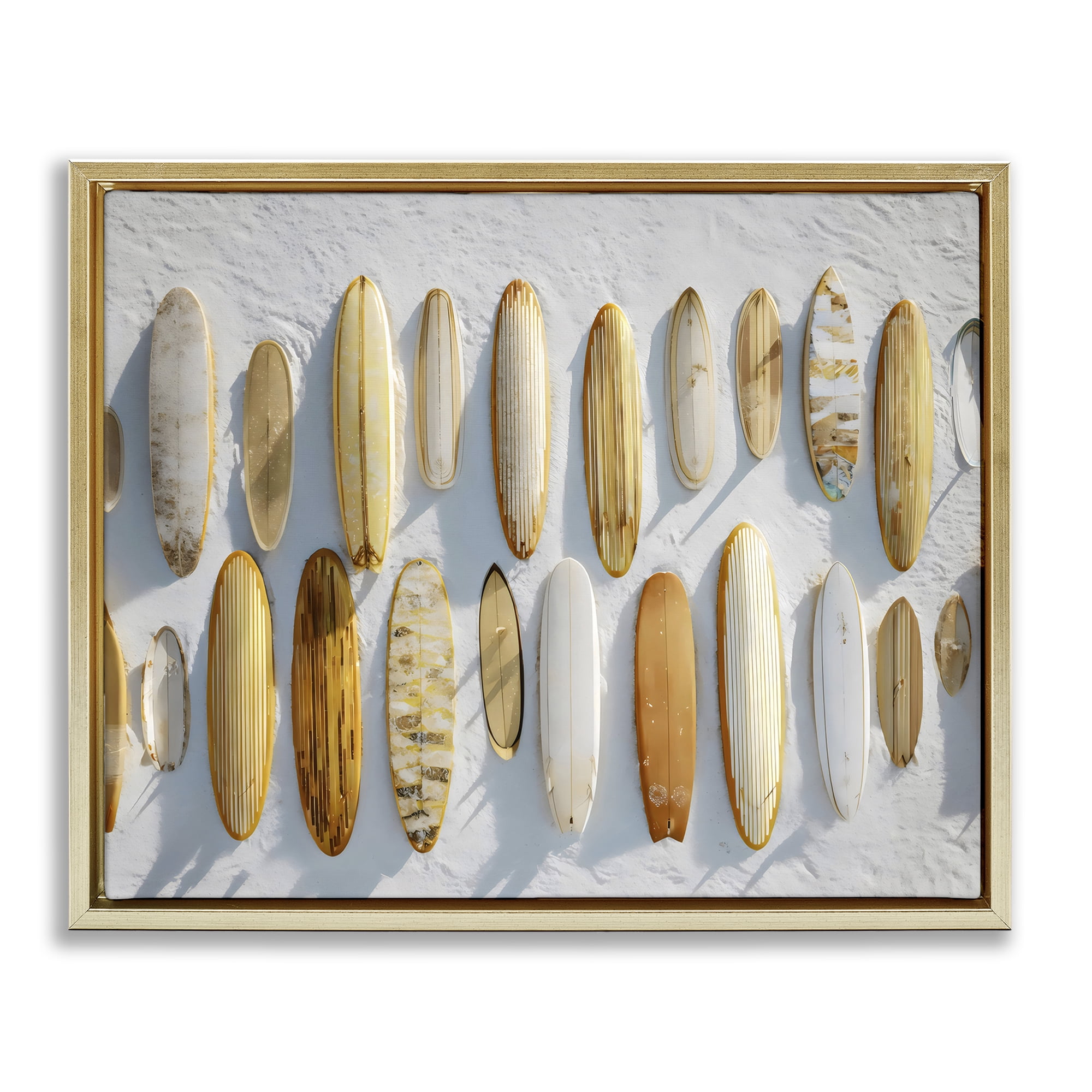 Stupell Industries Vintage Surfboard Collection Gold Framed Floater Canvas Wall Art, design by Franklyn Gregory