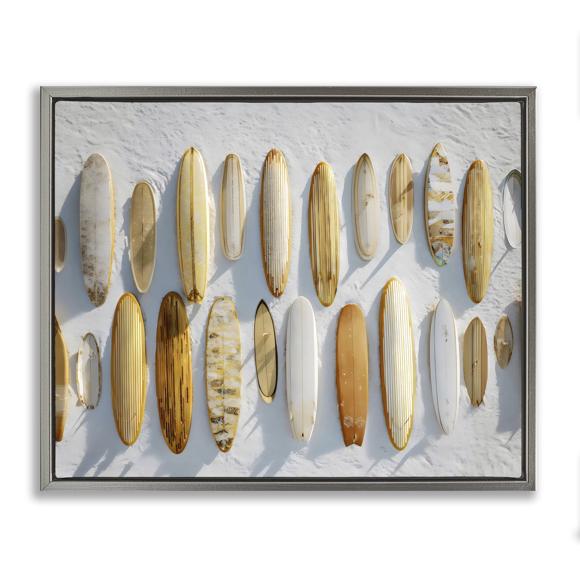 Stupell Industries Vintage Surfboard Collection Gray Framed Floater Canvas Wall Art, design by Franklyn Gregory