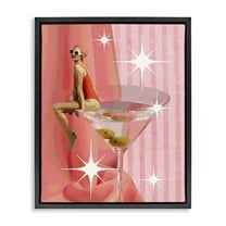 Stupell Industries Vintage Swimmer on Drink Food & Beverage Painting Black Floater Framed Canvas Art Print Wall Art, 17 x 21