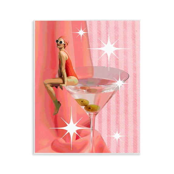 Stupell Industries Vintage Swimmer on Drink Food & Beverage Painting Unframed Art Print Wall Art, 11 x 14