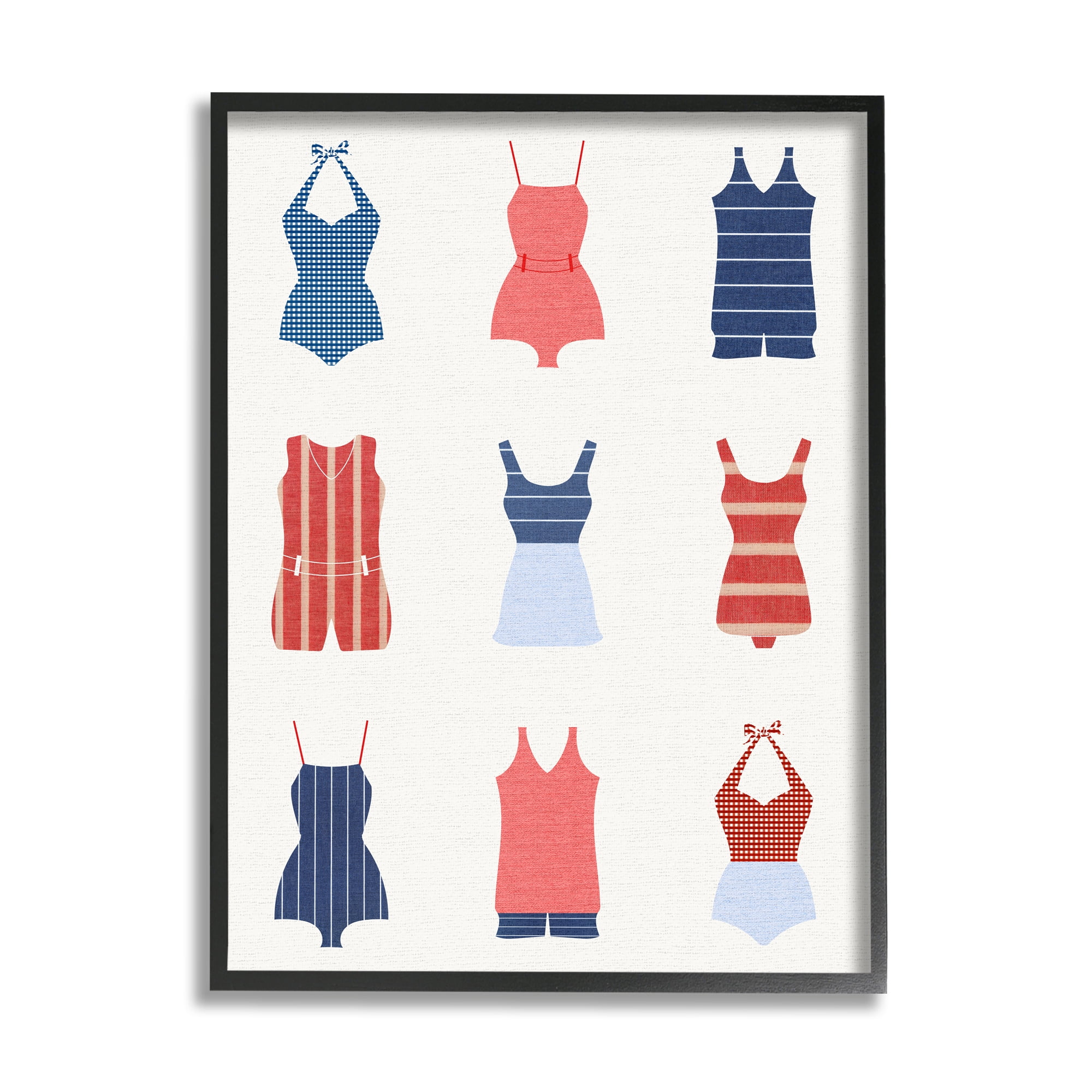 Stupell Industries Vintage Swimwear Fashion Beauty & Fashion Painting Black Framed Art Print Wall Art, 11 x 14