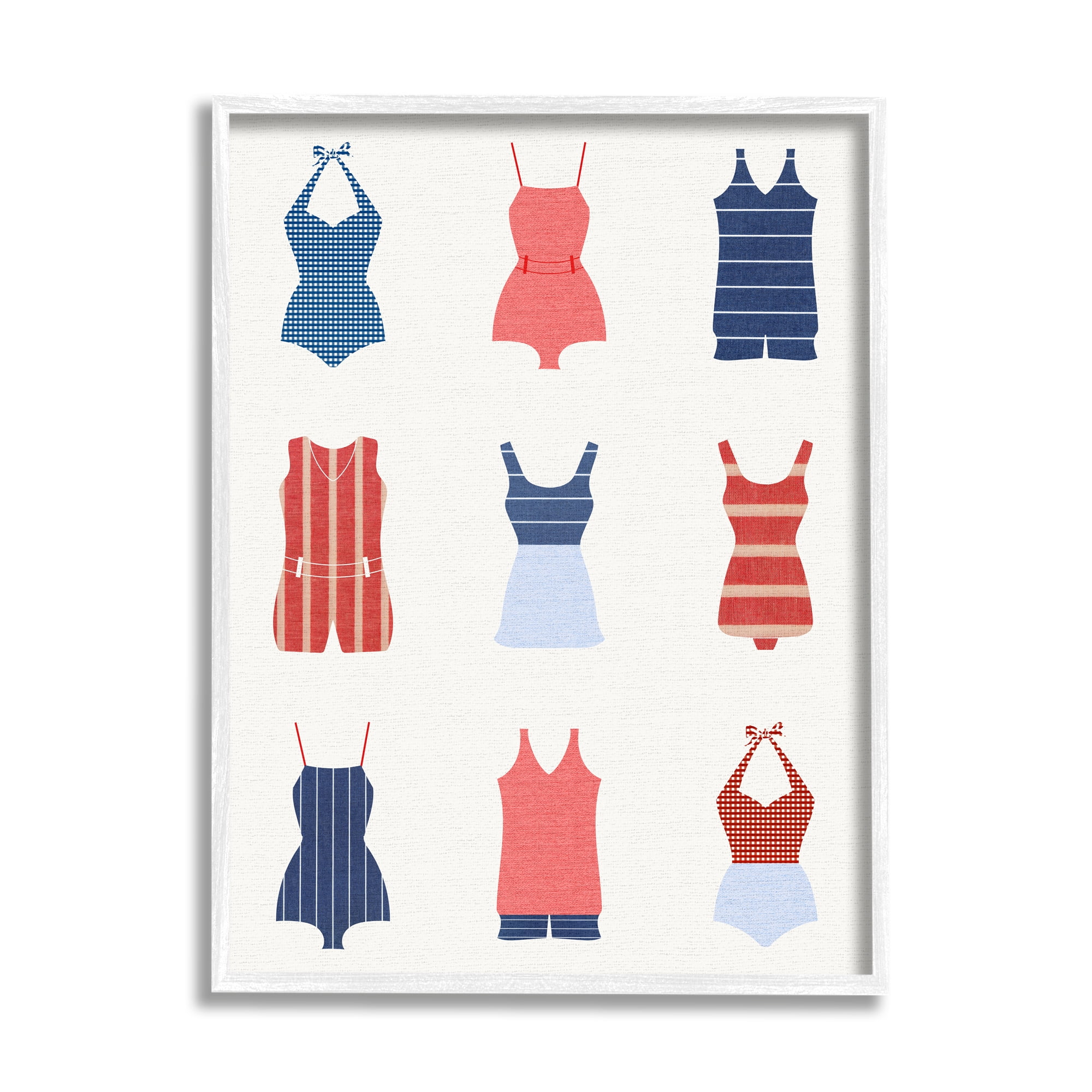 Stupell Industries Vintage Swimwear Fashion Beauty & Fashion Painting White Framed Art Print Wall Art, 16 x 20