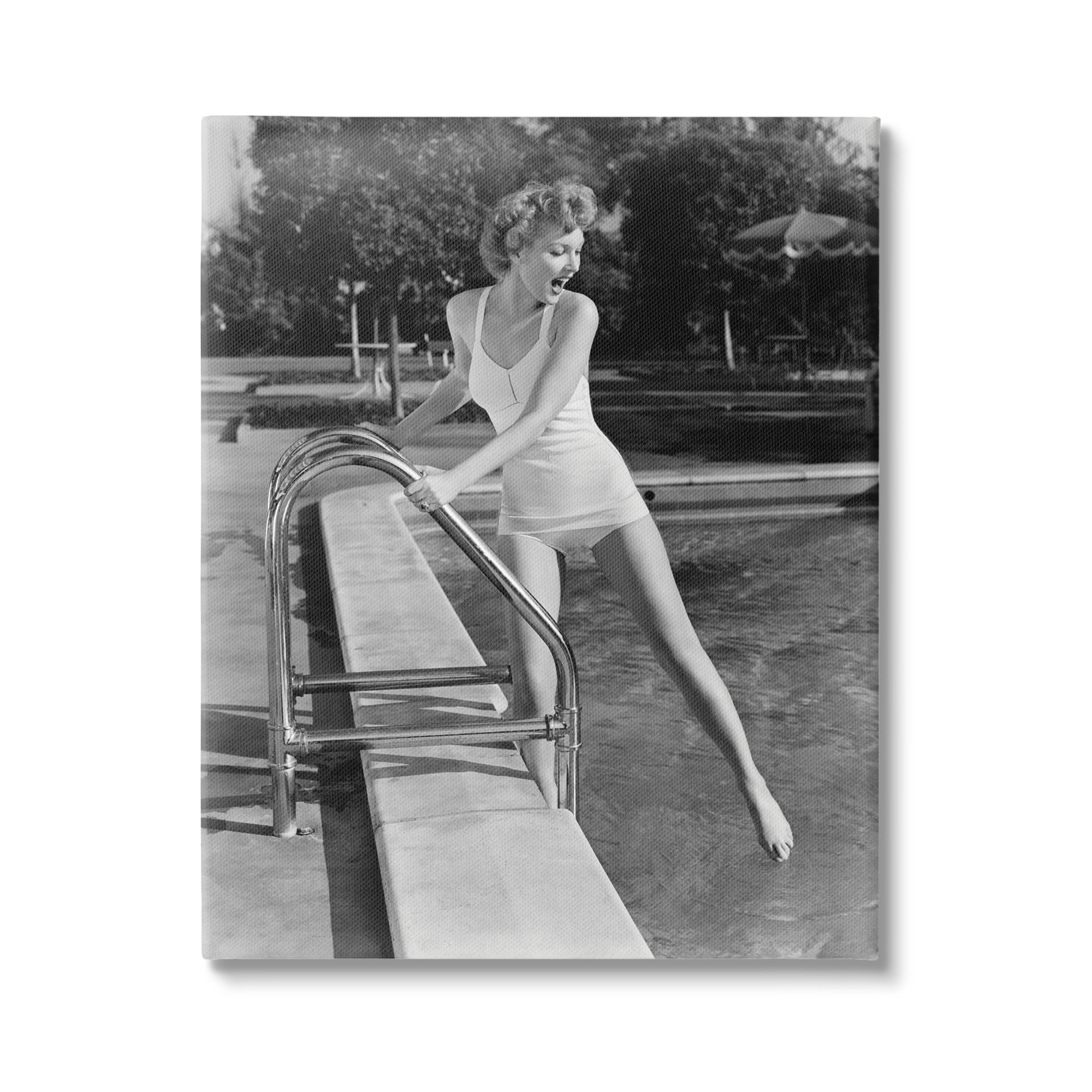 Stupell Industries Vintage Swimwear Female Celebrity Outdoor Recreational Pool,30 x 40, Design by Lil' Rue