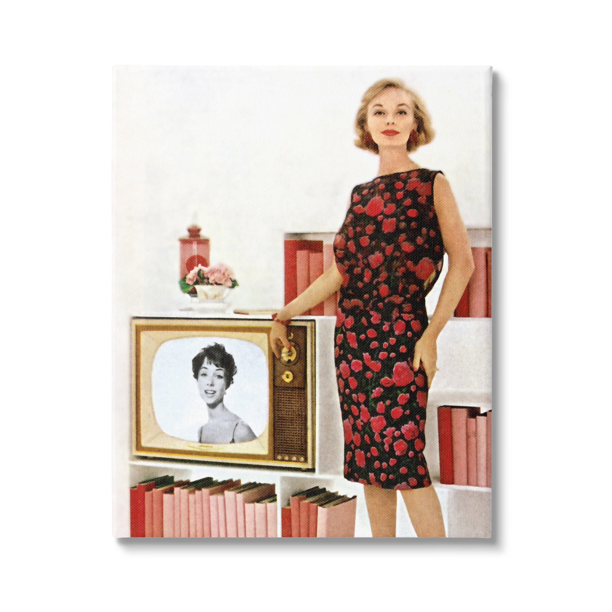 Vintage TV Advertisement Woman in Floral Dress Canvas Art
