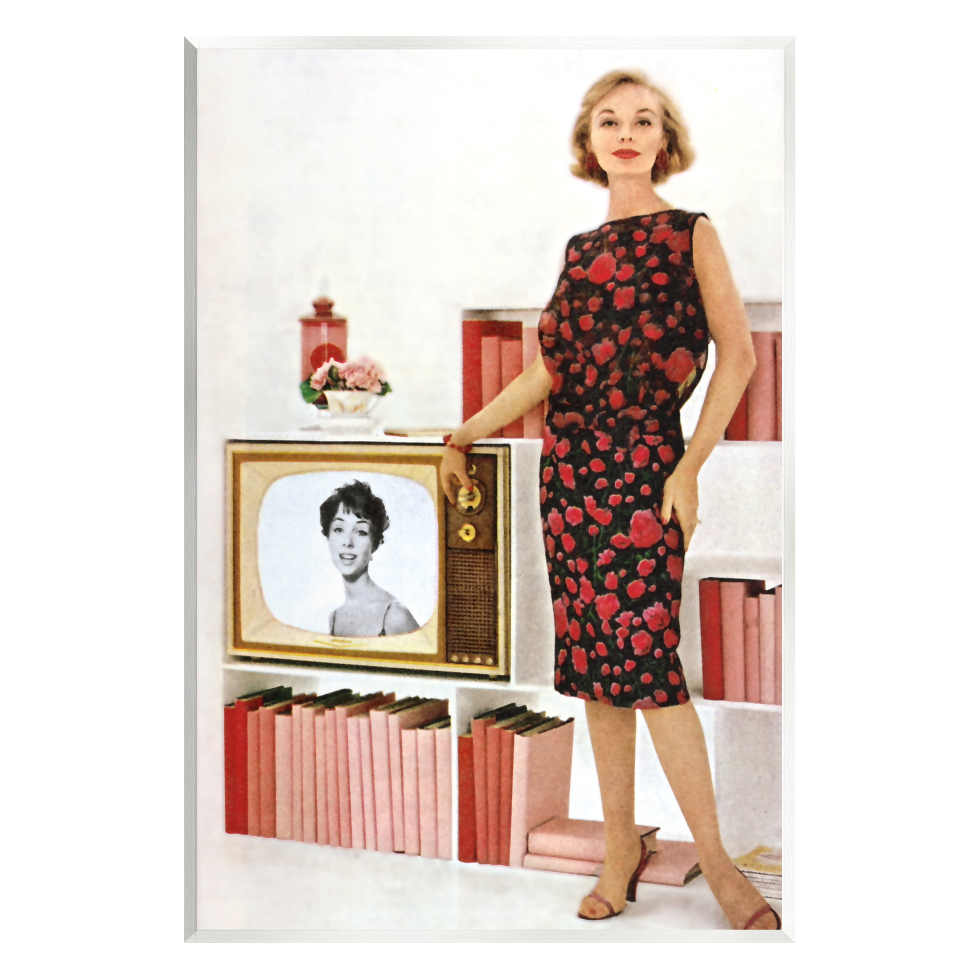 Stupell Industries Vintage TV Advertisement Woman Beauty & Fashion Painting Unframed Art Print Wall Art