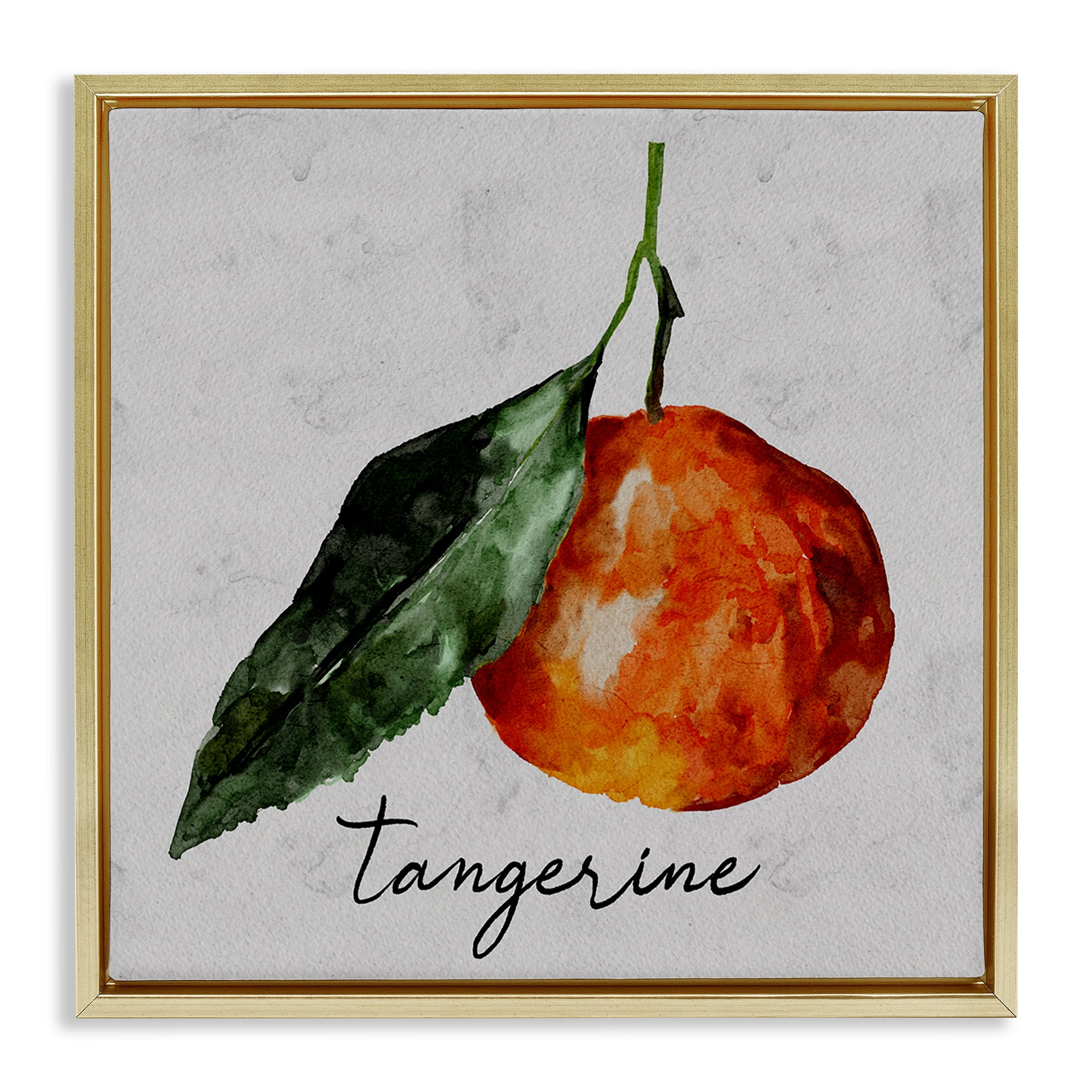 Stupell Industries Vintage Tangerine Fruit Food & Beverage Painting Gold Floater Framed Canvas Art Print Wall Art, 25 x 25