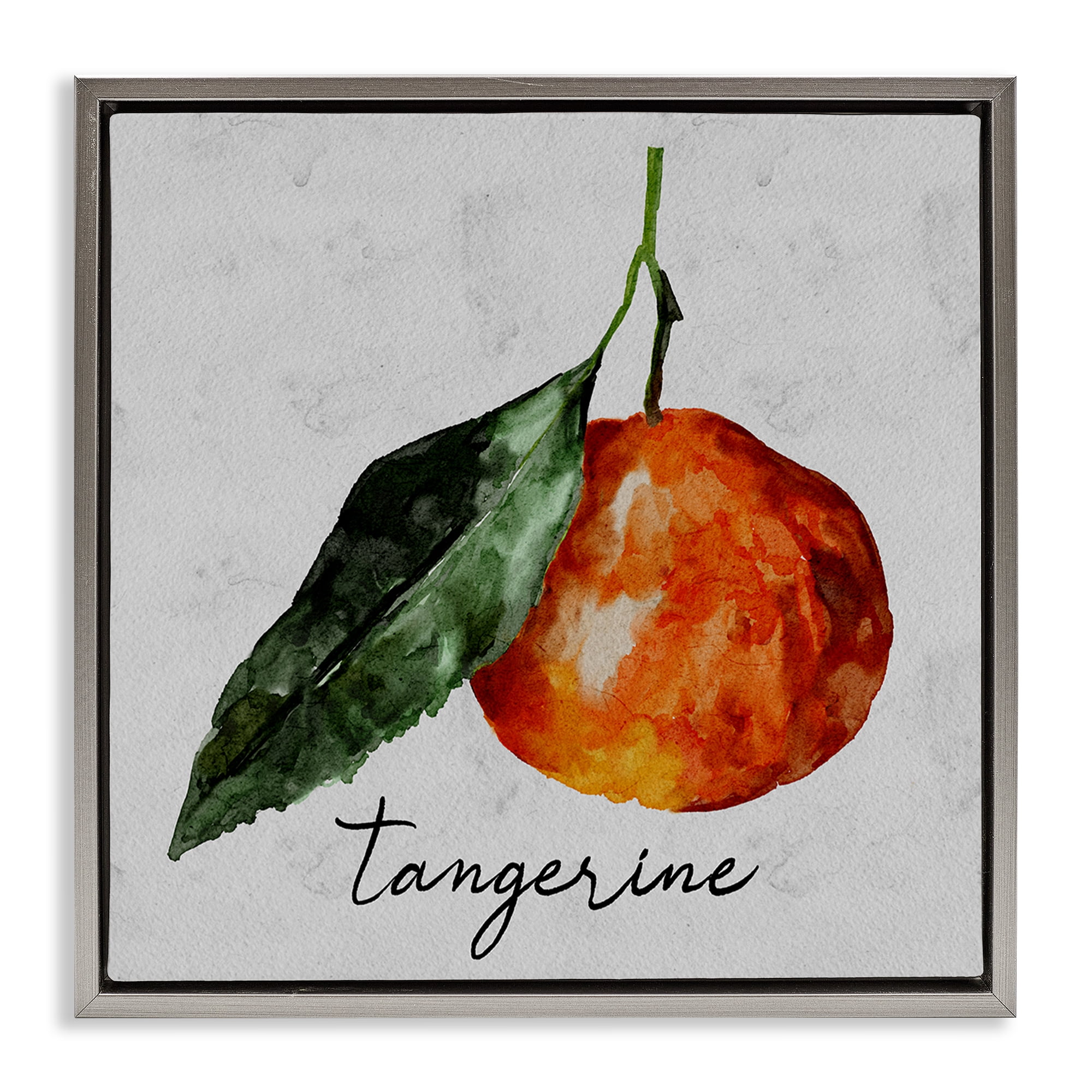 Stupell Industries Vintage Tangerine Fruit Food & Beverage Painting Gray Floater Framed Canvas Art Print Wall Art, 18 x 18