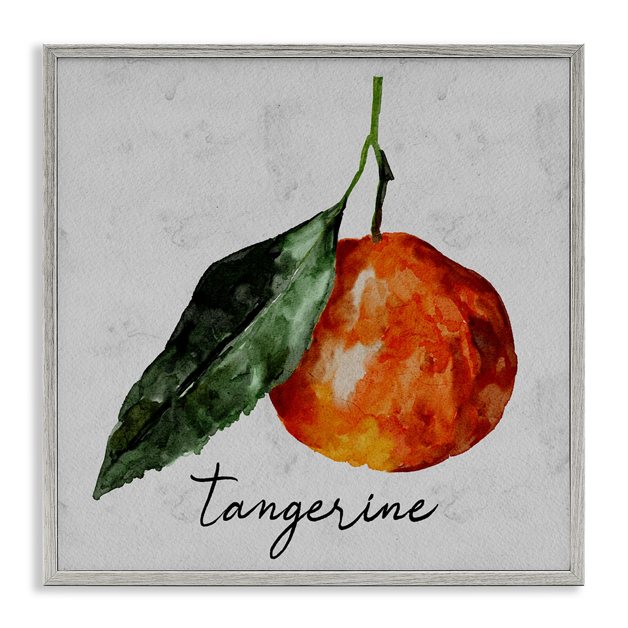 Stupell Industries Vintage Tangerine Fruit Food & Beverage Painting Gray Framed Art Print Wall Art, 17 x 17