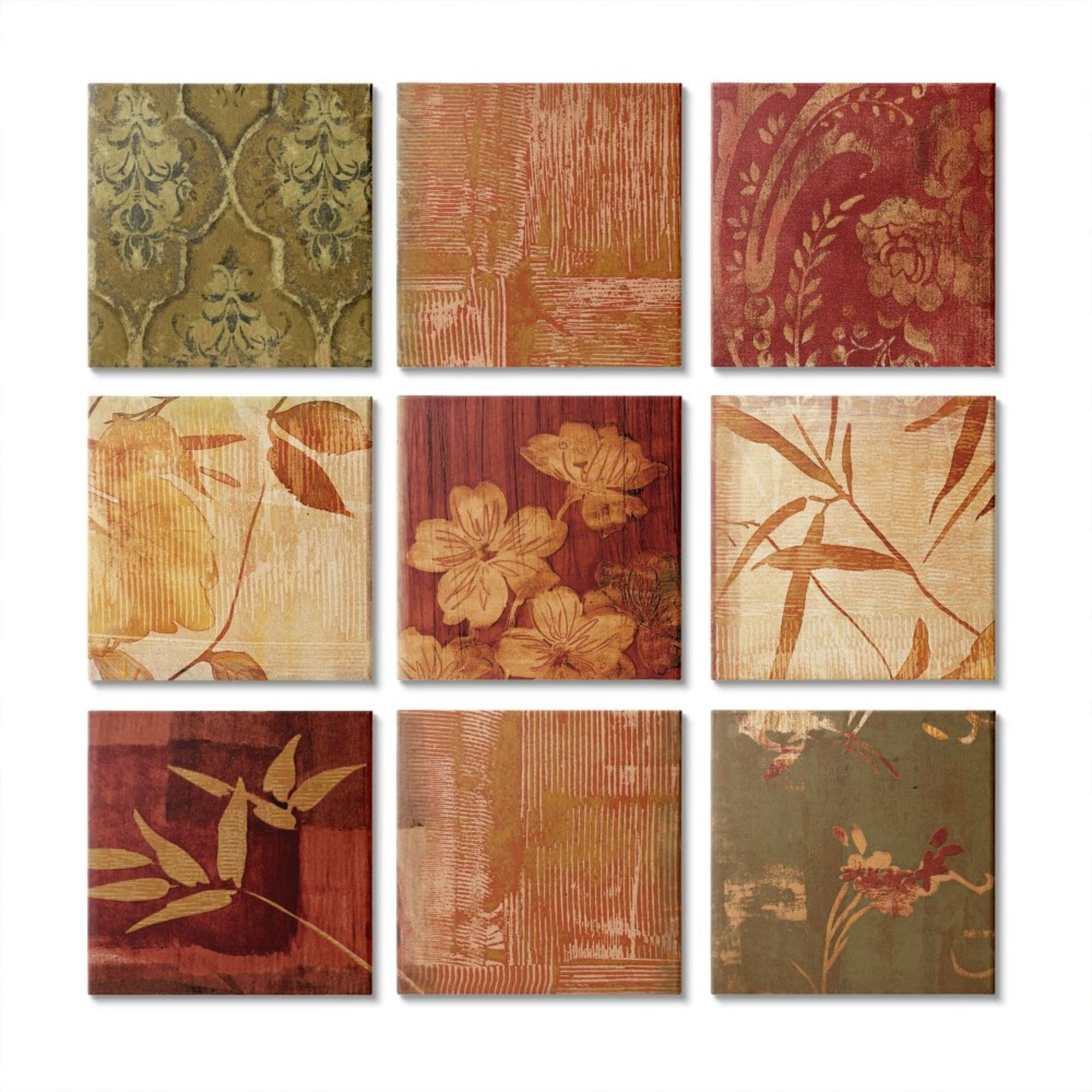 Stupell Industries Vintage Tapestry Pattern Traditional Florals Red Yellow Design by Chris Donovan