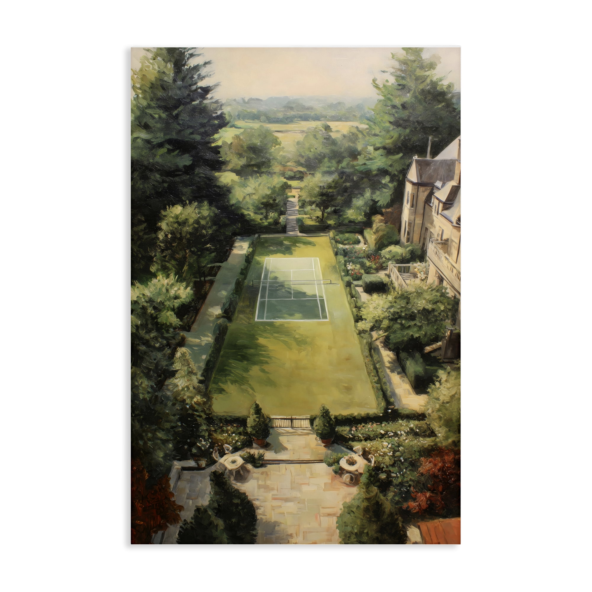Stupell Industries Vintage Tennis At The Manor Canvas Wall Art, design by Petal Prints Design