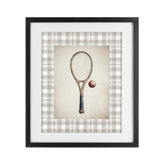 Stupell Industries Eclectic Vintage Tennis Racket & Ball Black Framed Print Under Glass, 17 x 21, by Sisi and Seb