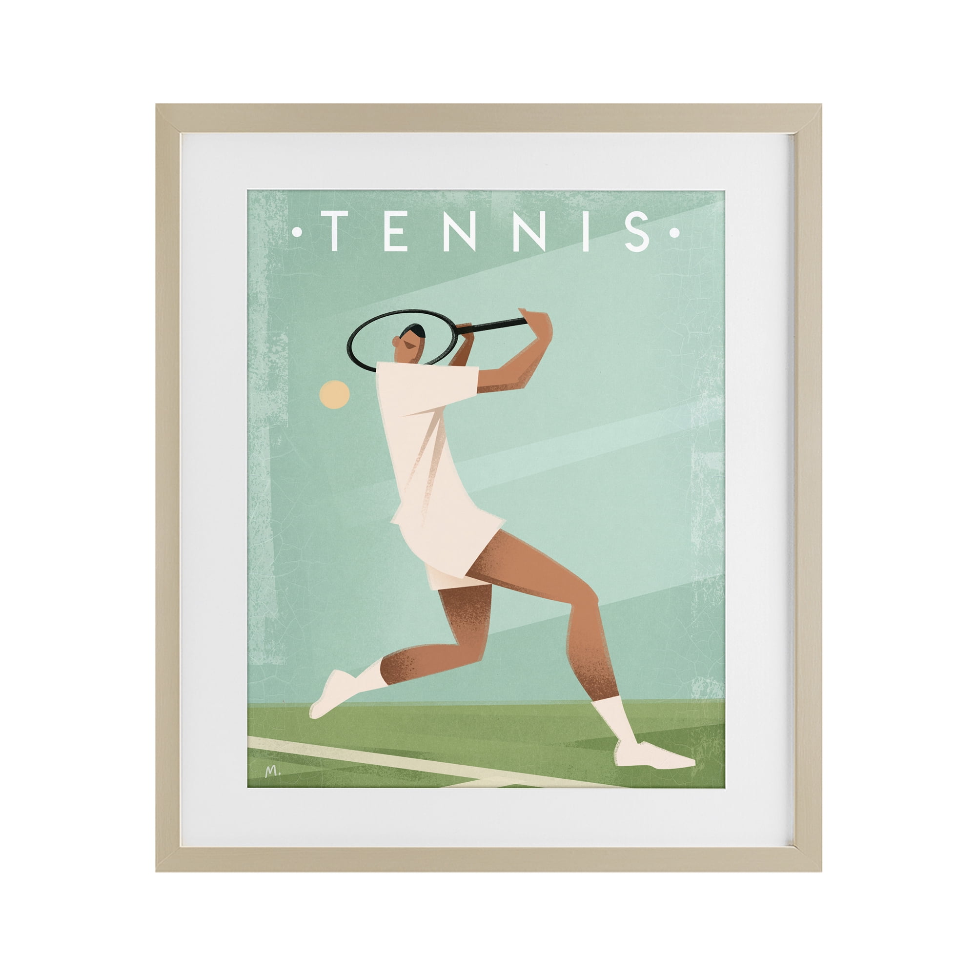 Stupell Industries Vintage Tennis Swing Birch Framed Print Under Glass, design by Martin Wickstrom