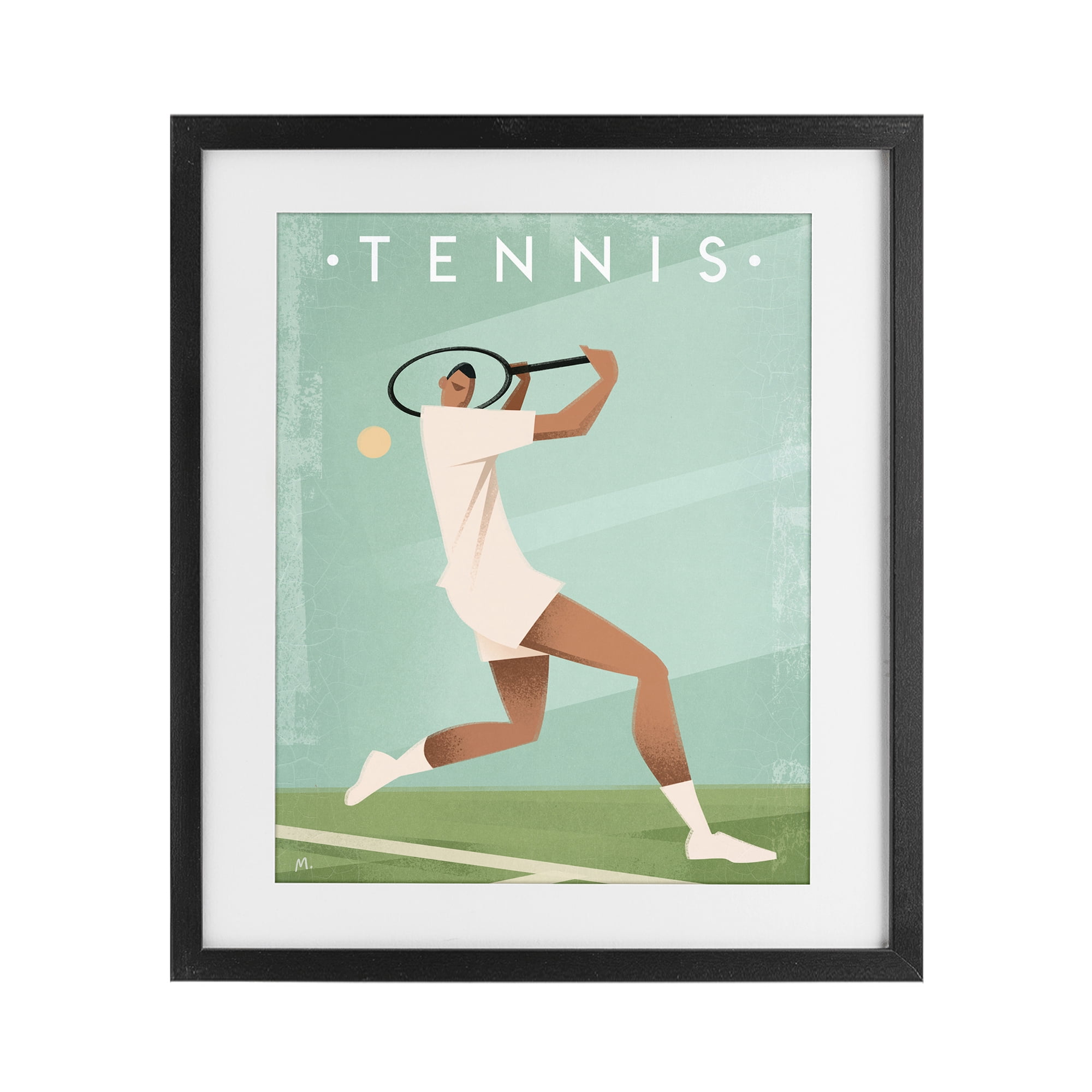 Stupell Industries Vintage Tennis Swing Black Framed Print Under Glass, design by Martin Wickstrom