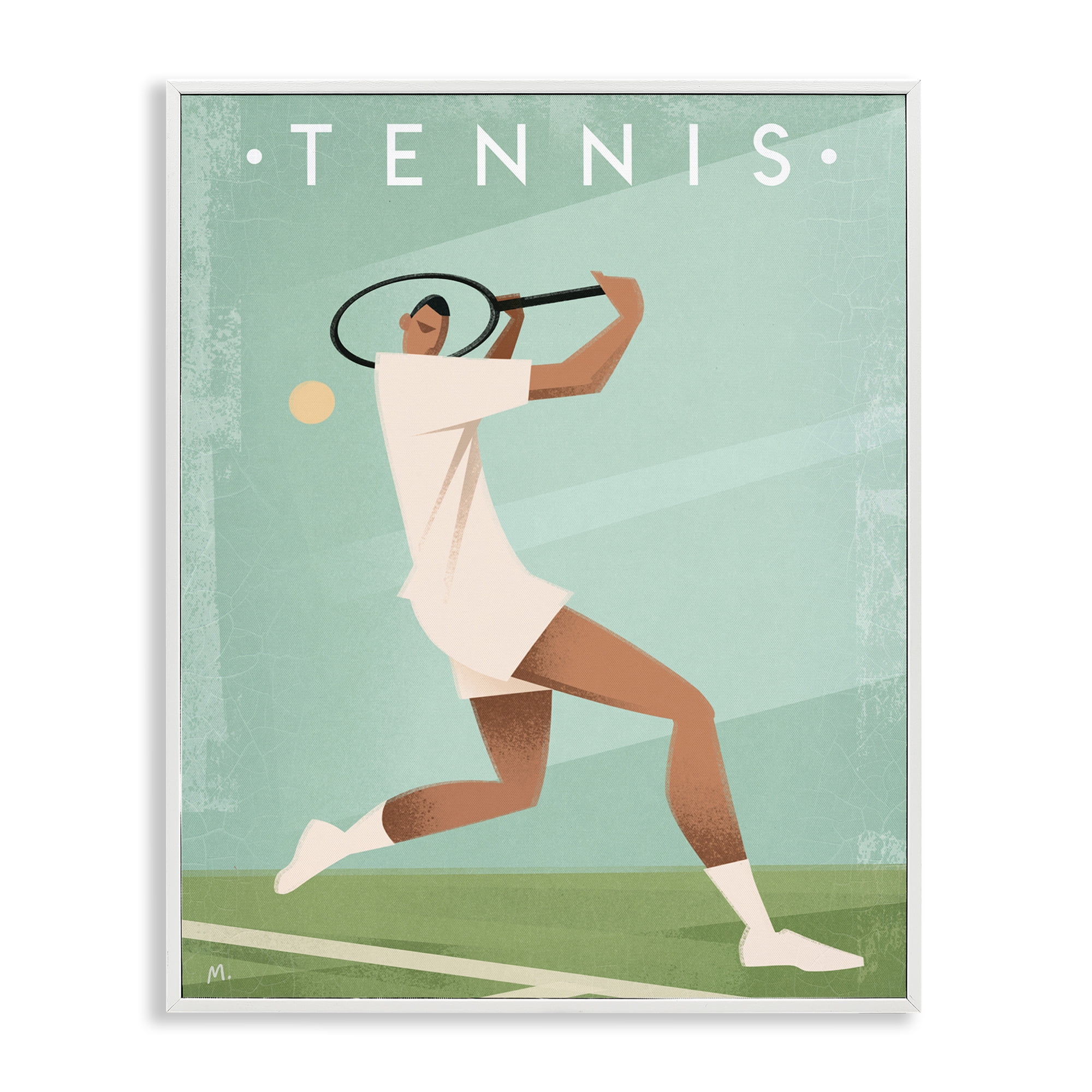 Stupell Industries Vintage Tennis Swing White Framed Giclee Art, design by Martin Wickstrom