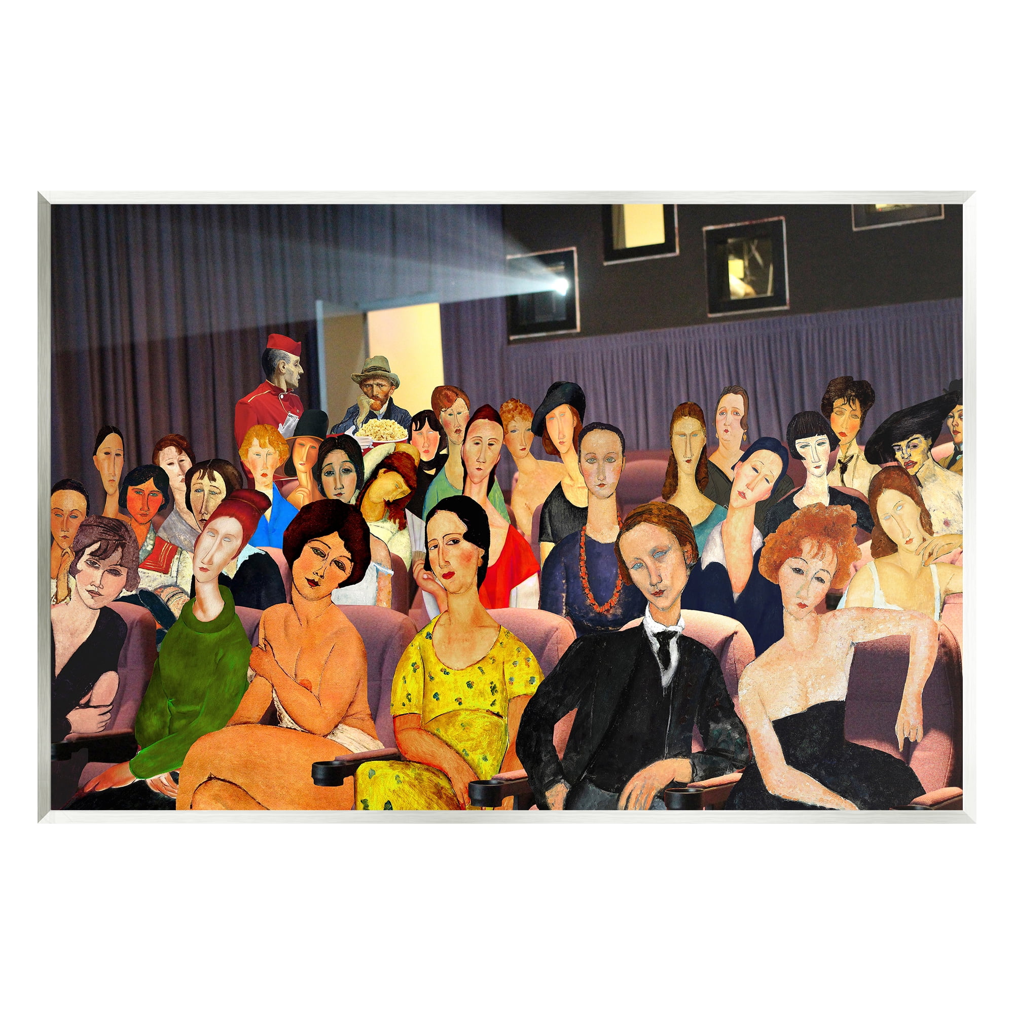 Stupell Industries Vintage Theater Collage Abstract Painting Unframed Art Print Wall Art, 15 x 10