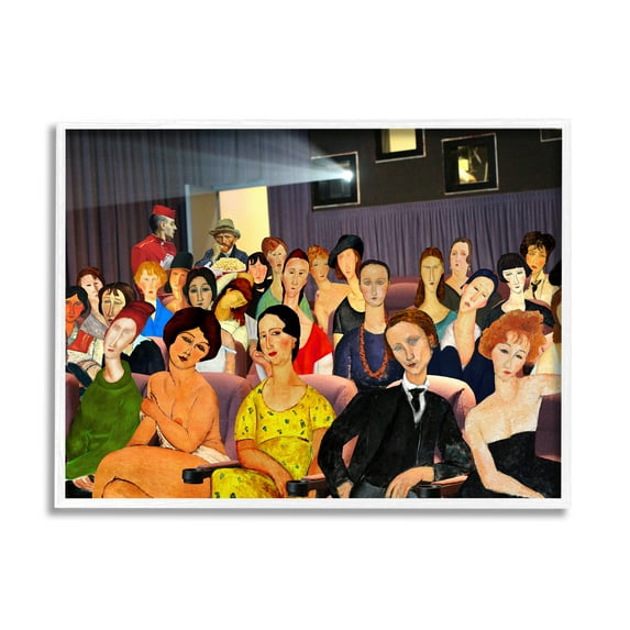 Stupell Industries Vintage Theater Collage Abstract Painting White Framed Art Print Wall Art, 14 x 11