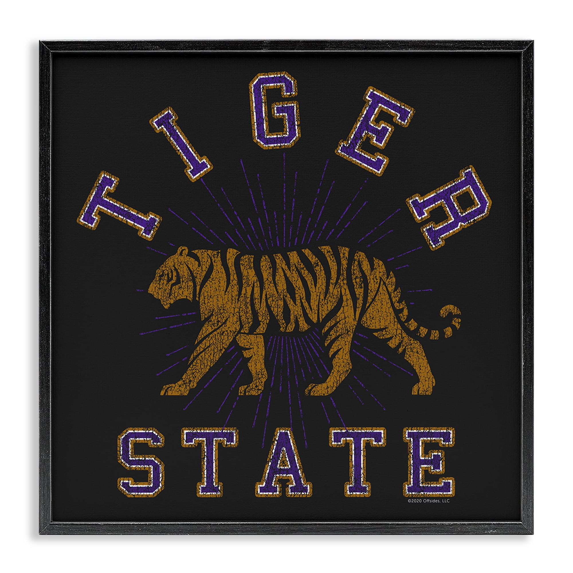Stupell Industries Vintage Tiger State Novelty & Humor Painting Black Framed Art Print Wall Art, 17 x 17