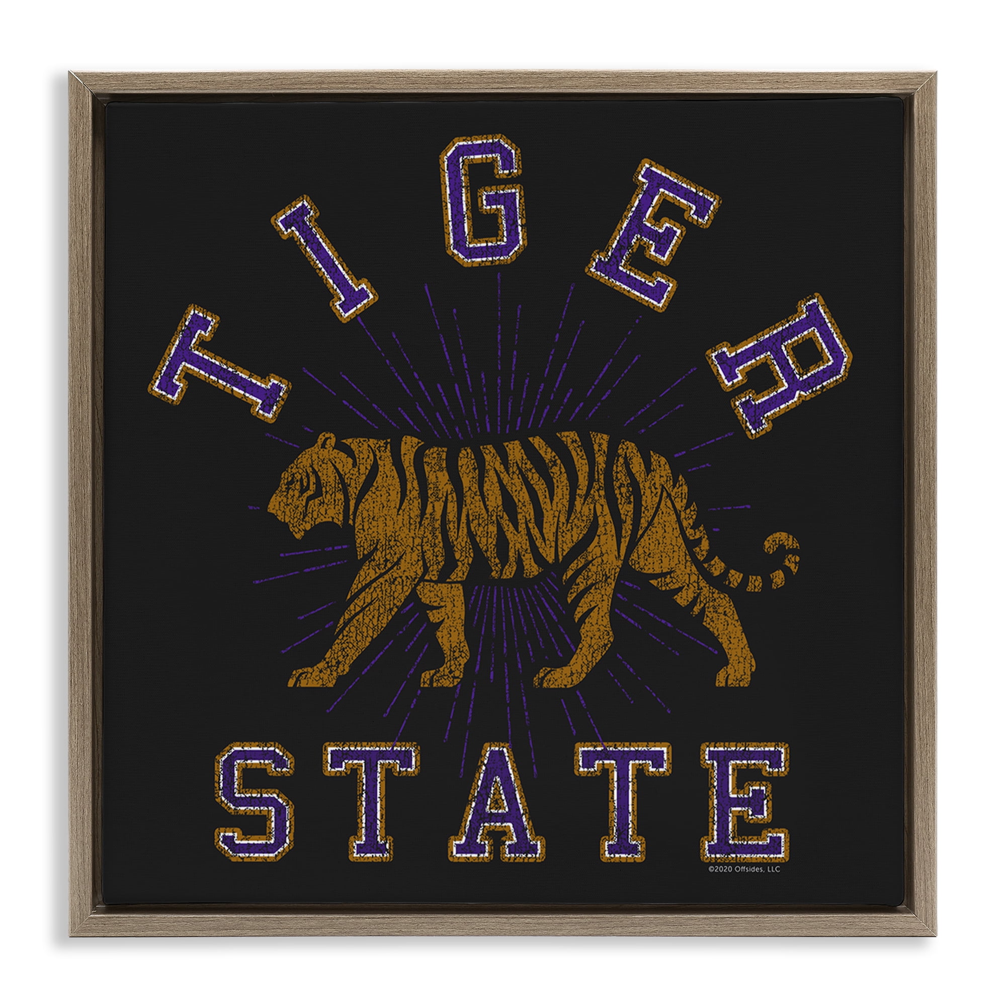 Stupell Industries Vintage Tiger State Novelty & Humor Painting Brown Floater Framed Canvas Art Print Wall Art, 18 x 18