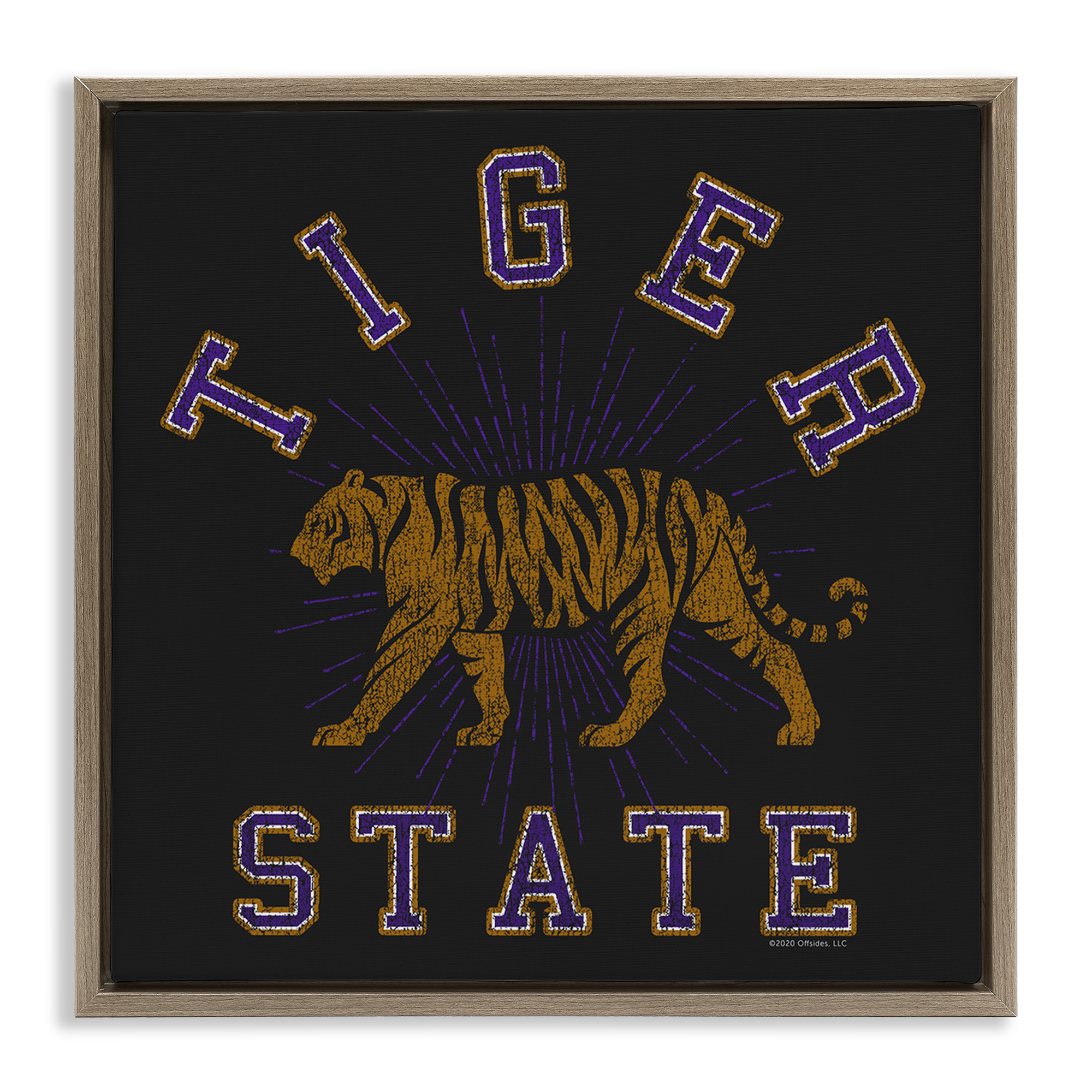 Stupell Industries Vintage Tiger State Novelty & Humor Painting Brown Floater Framed Canvas Art Print Wall Art, 25 x 25