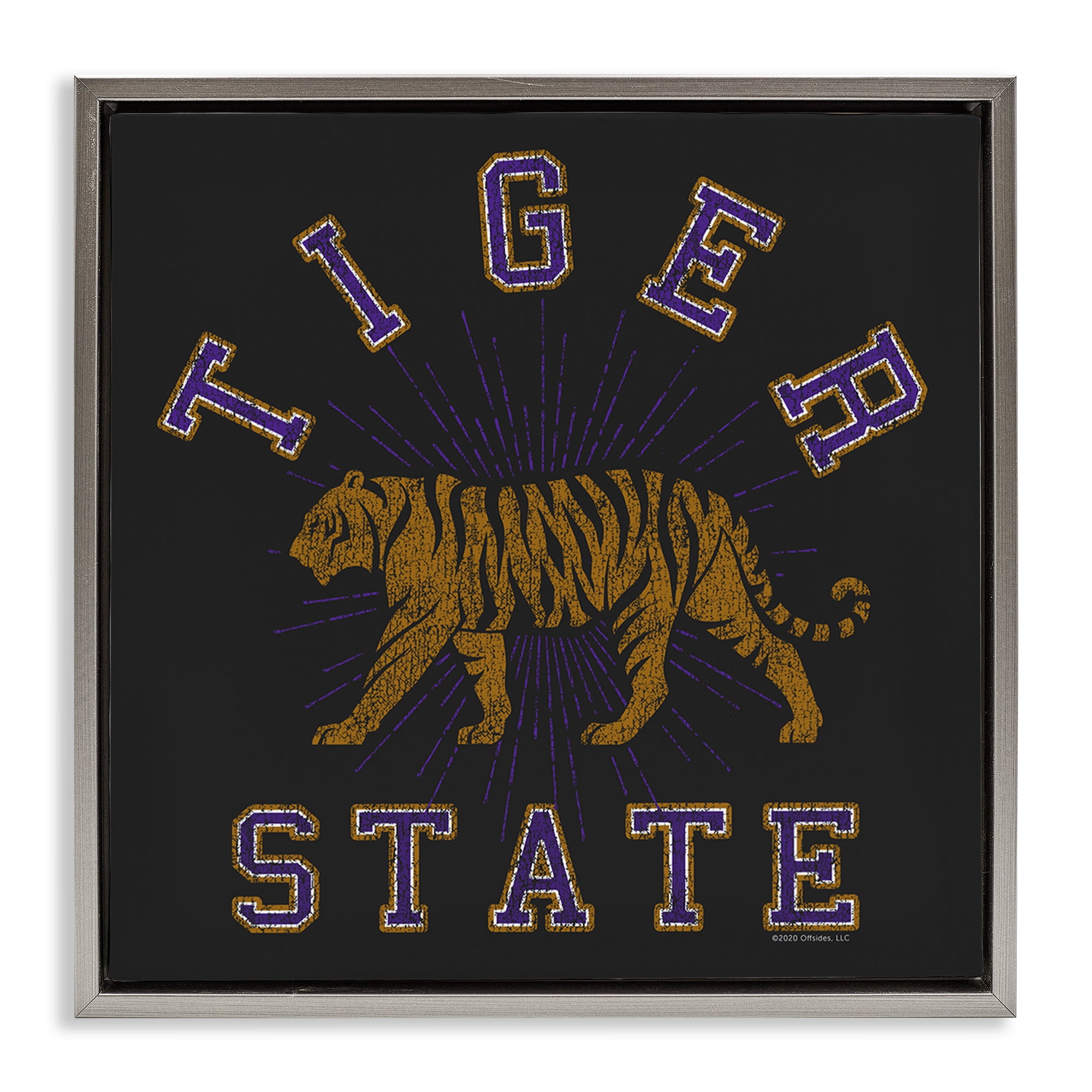 Stupell Industries Vintage Tiger State Novelty & Humor Painting Gray Floater Framed Canvas Art Print Wall Art, 25 x 25