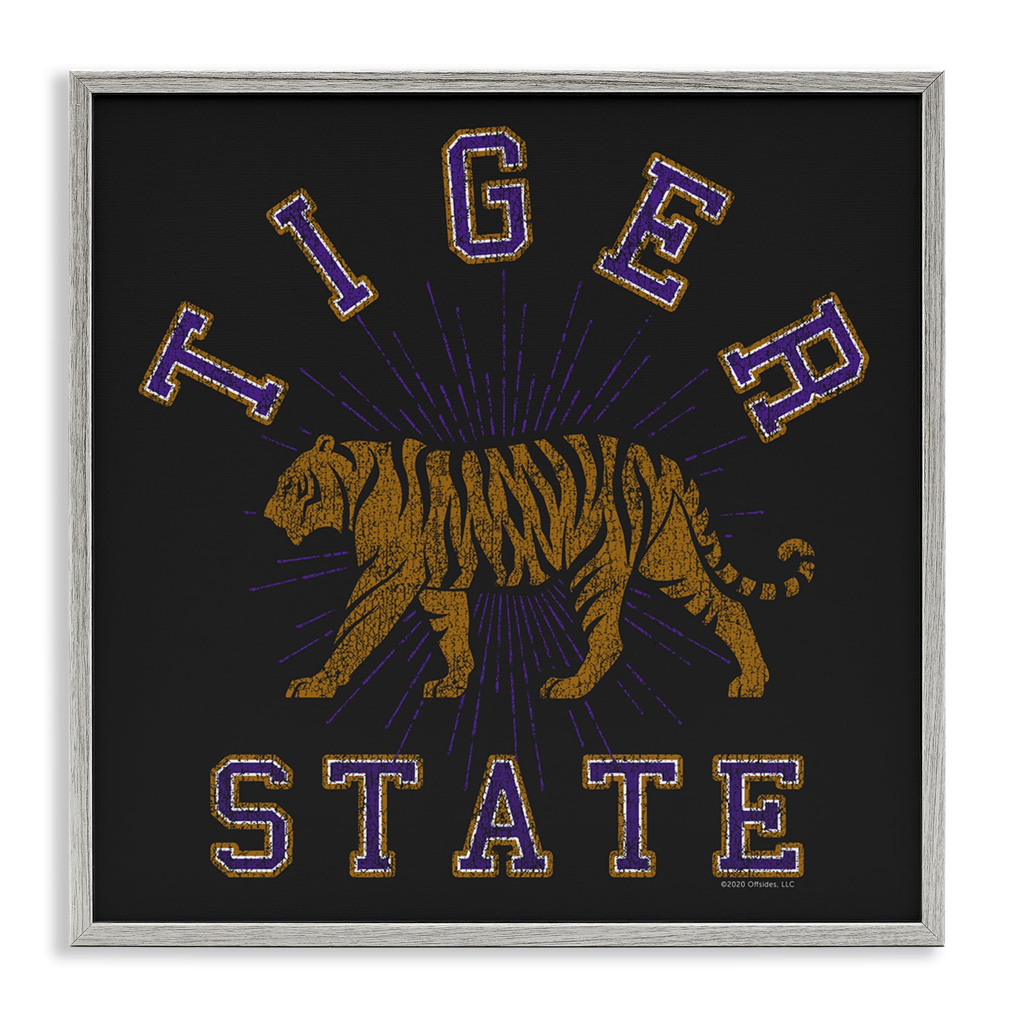 Stupell Industries Vintage Tiger State Novelty & Humor Painting Gray Framed Art Print Wall Art, 24 x 24