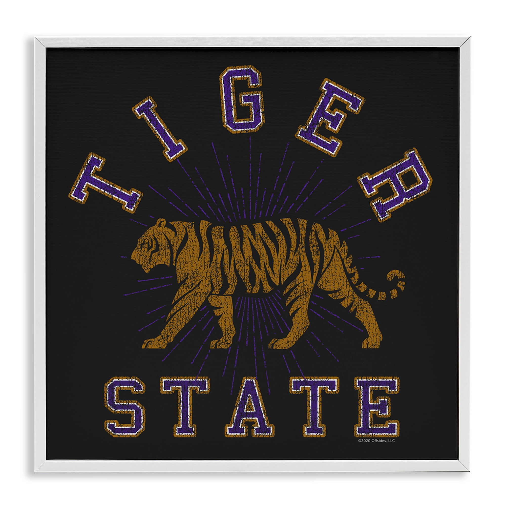 Stupell Industries Vintage Tiger State Novelty & Humor Painting White Framed Art Print Wall Art, 17 x 17