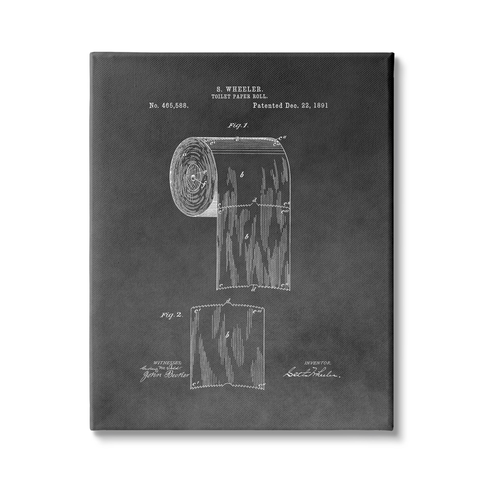 Stupell Industries Vintage Toilet Paper Patent Figure Diagram Distressed Grey, 16 x 20,Design by Daniel Sproul