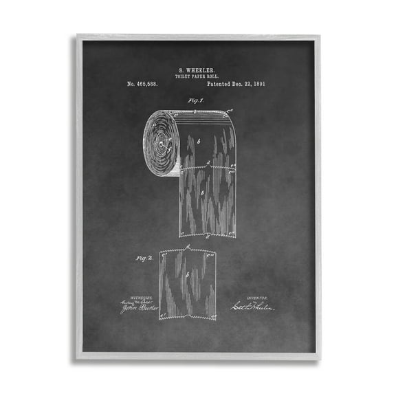Stupell Industries Vintage Toilet Paper Patent Figure Diagram Distressed Grey, 16 x 20,Design by Daniel Sproul