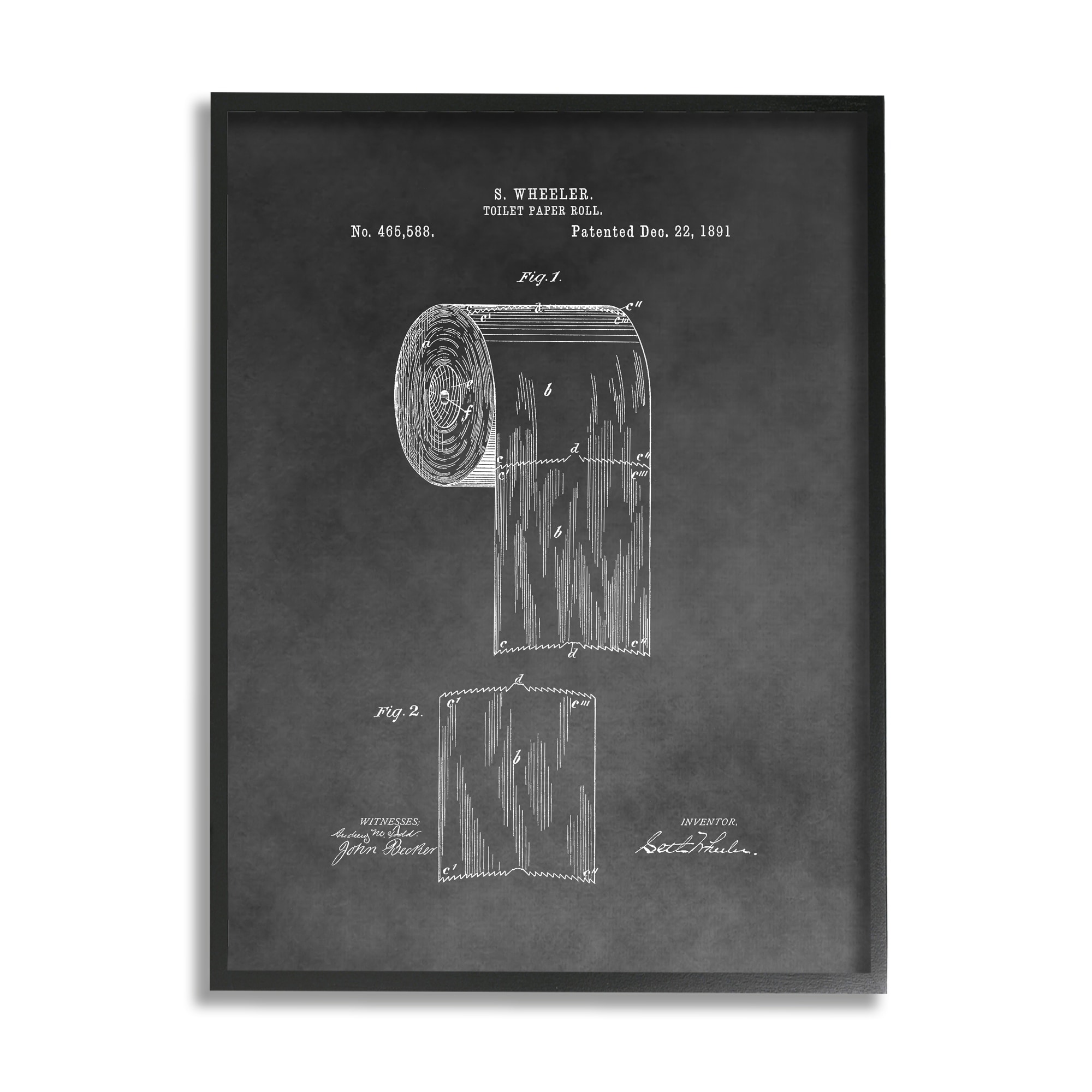 Stupell Industries Vintage Toilet Paper Patent Figure Diagram Distressed Grey, 24 x 30,Design by Daniel Sproul