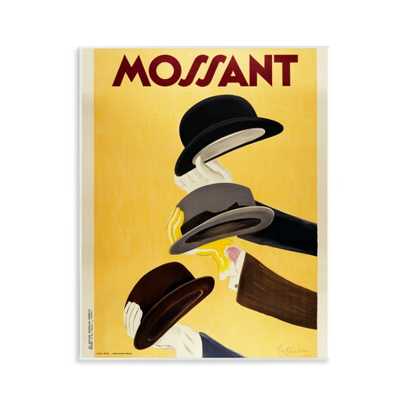 Stupell Industries Vintage Top Hat Advertisement Fashion Painting Unframed Art Print Wall Art, 11 x 14