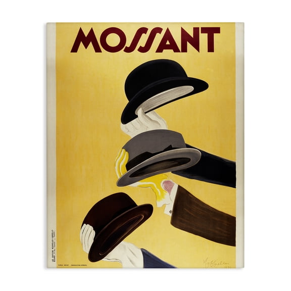 Stupell Industries Vintage Top Hat Advertisement Fashion Painting Wrapped Canvas Canvas Art Print Wall Art, 30 x 40