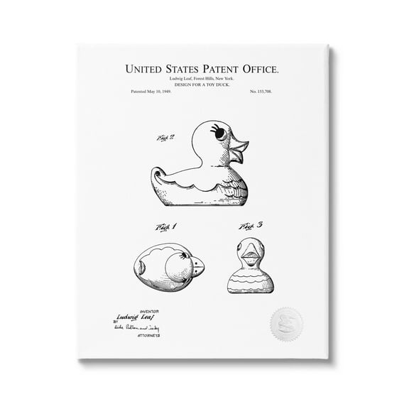Stupell Industries Vintage Toy Duck Diagram Graphic Art Gallery Wrapped Canvas Print Wall Art, Design by Karl Hronek