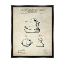 Stupell Industries Vintage Toy Duck Diagram Graphic Art Jet Black Floating Framed Canvas Print Wall Art, Design by Karl Hronek