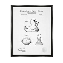 Stupell Industries Vintage Toy Duck Diagram Graphic Art Jet Black Floating Framed Canvas Print Wall Art, Design by Karl Hronek