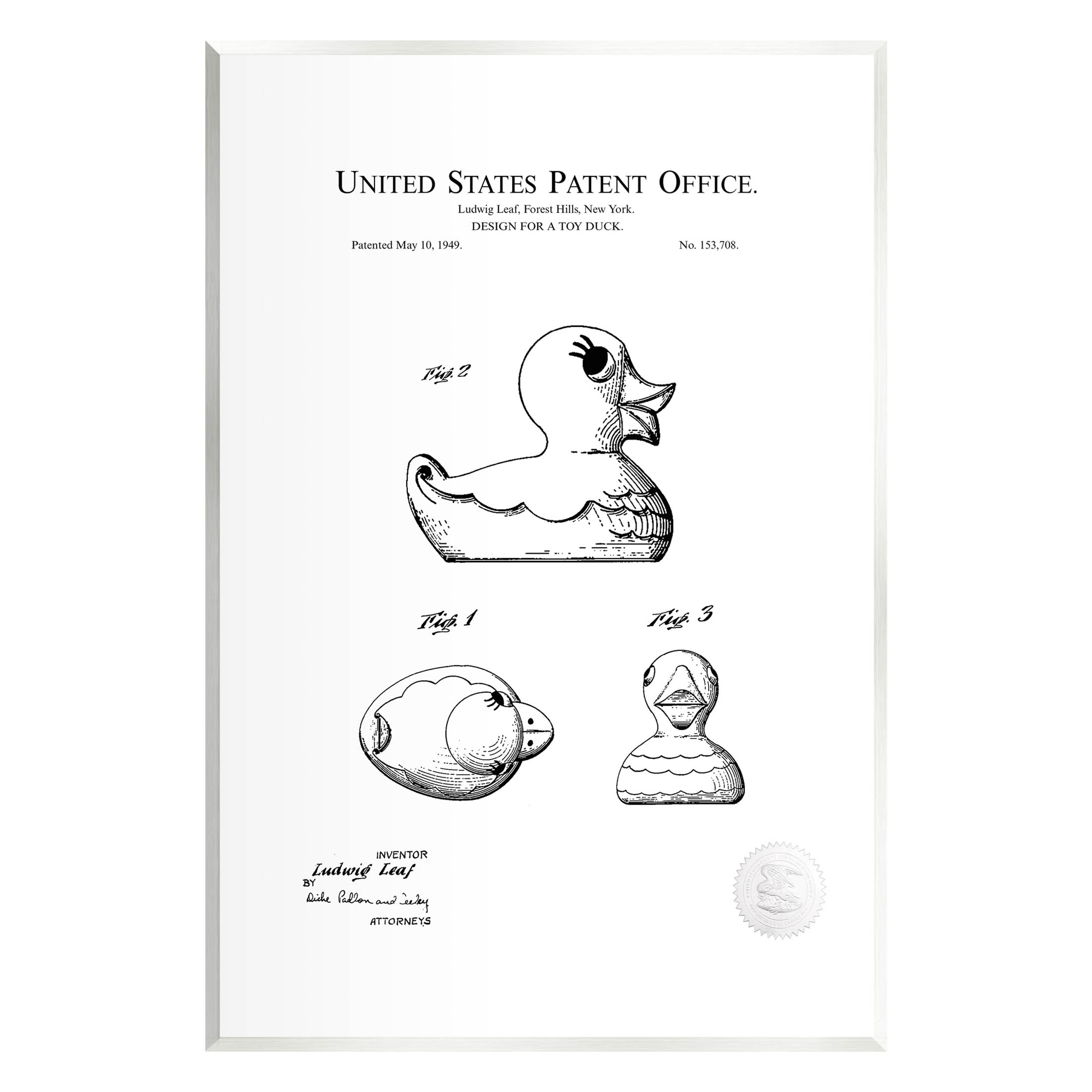 Stupell Industries Vintage Toy Duck Diagram Graphic Art Unframed Art Print Wall Art, Design by Karl Hronek
