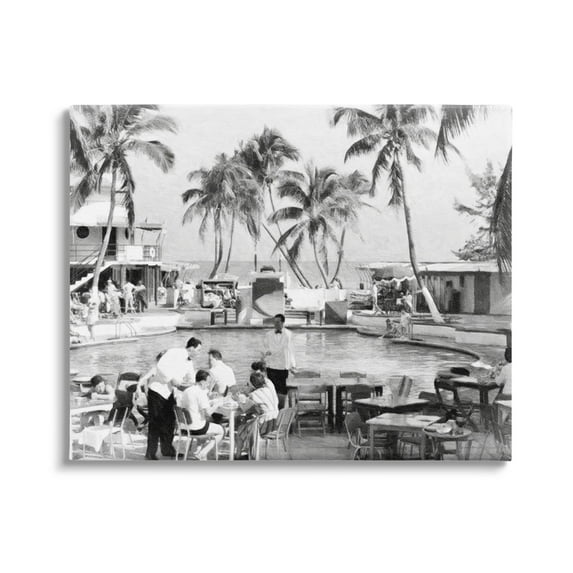 Stupell Industries Vintage Tropical Beach Resort Coastal Photography Gallery Wrapped Canvas Print Wall Art