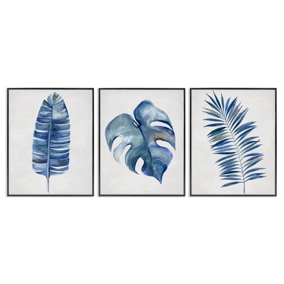 Stupell Industries Vintage Tropical Leaves Plants & Flowers Painting Black Framed Art Print Wall Art, 11 x 14, Set of 3
