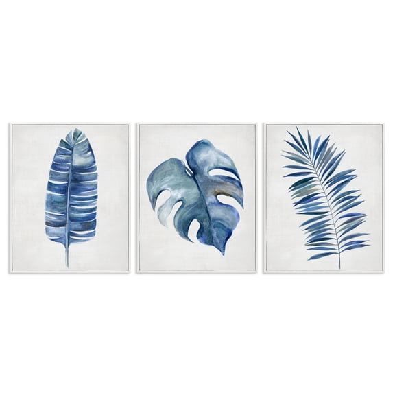 Stupell Industries Vintage Tropical Leaves Plants & Flowers Painting White Framed Art Print Wall Art, 16 x 20, Set of 3