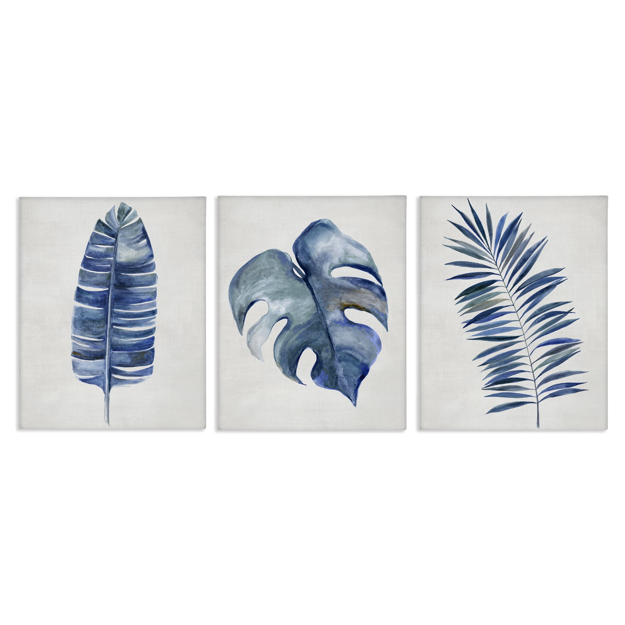 Stupell Industries Vintage Tropical Leaves Plants & Flowers Painting Wrapped Canvas Art Print Wall Art, 11 x 14, Set of 3