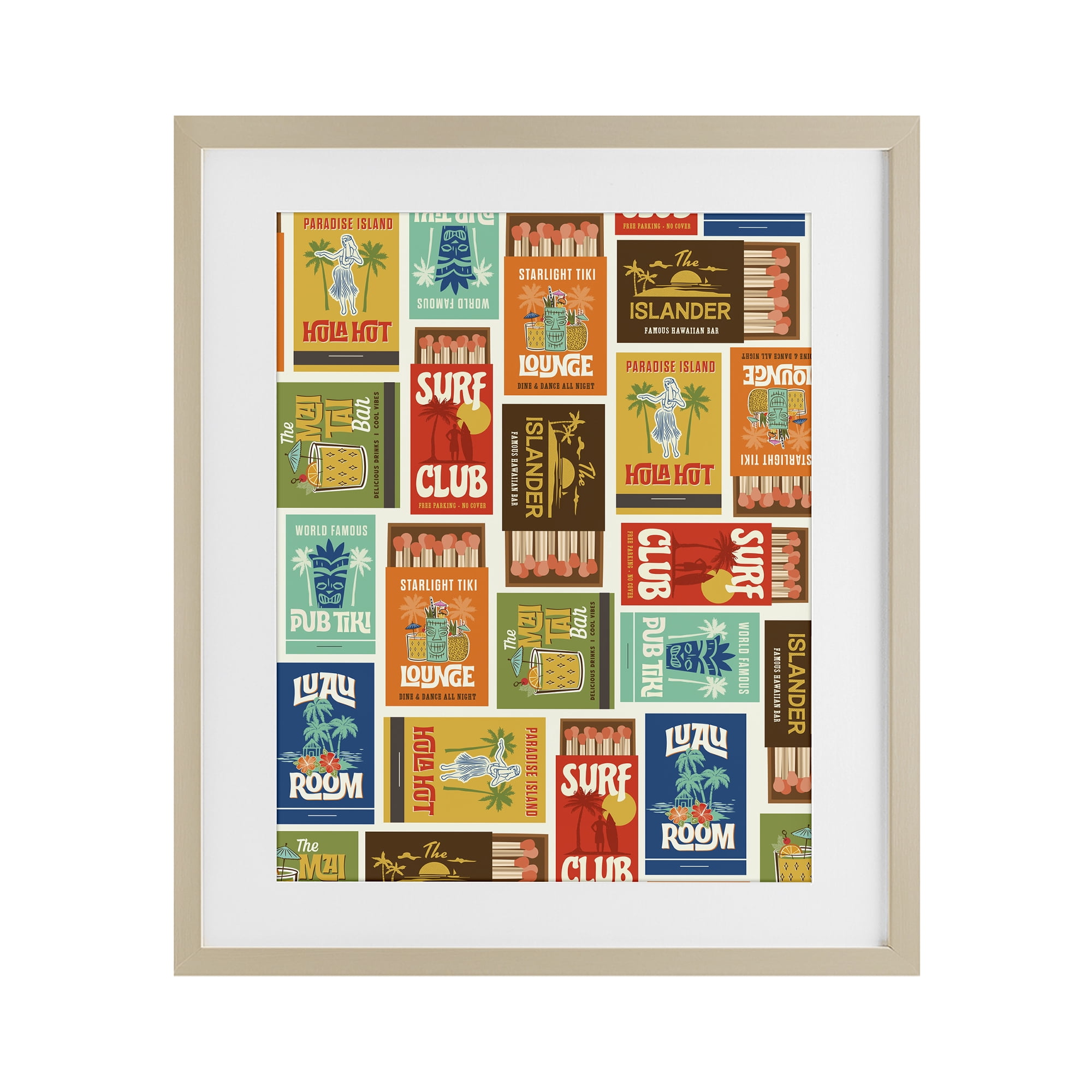 Stupell Industries Vintage Tropical Match Boxes Birch Framed Print Under Glass, design by Emily Dumas