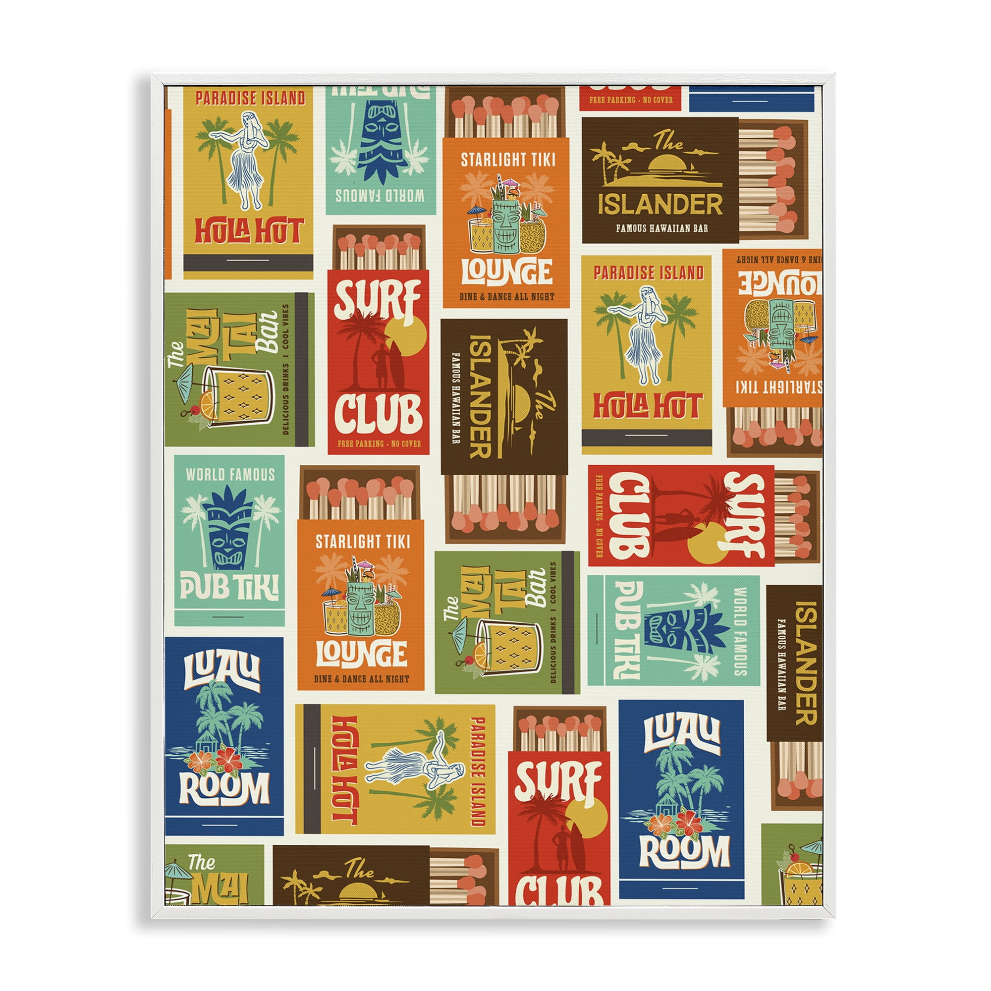 Stupell Industries Vintage Tropical Match Boxes White Framed Giclee Art, design by Emily Dumas