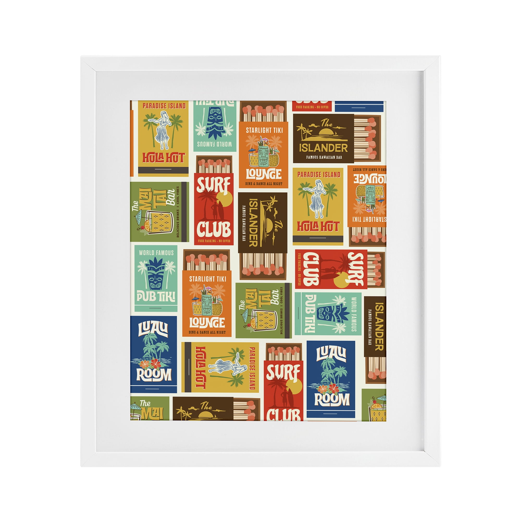 Stupell Industries Vintage Tropical Match Boxes White Framed Print Under Glass, design by Emily Dumas
